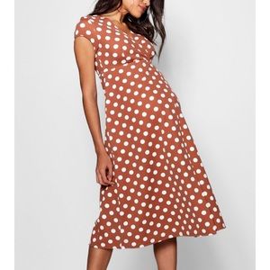 Polka dot maternity faux wrap dress